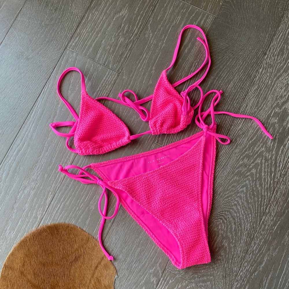 Pacsun LA hearts Barbie pink bikini tie size S